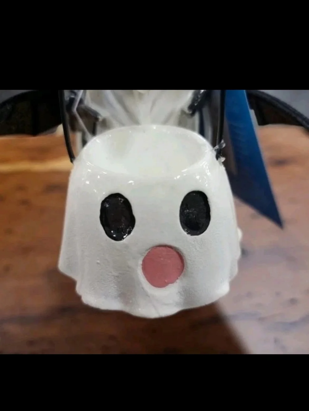 Bat Schnauzer Dog w/ Ghost Bucket in Halloween Costume Figure Statue Decor New